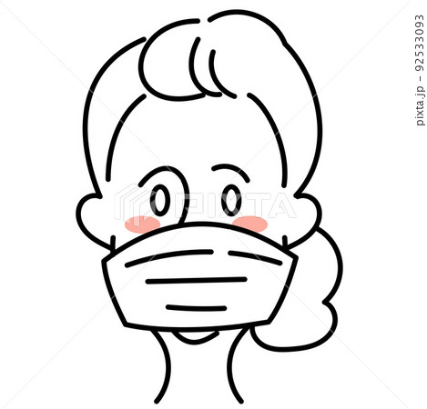 マスクをつけた高齢の白人女性 92533093