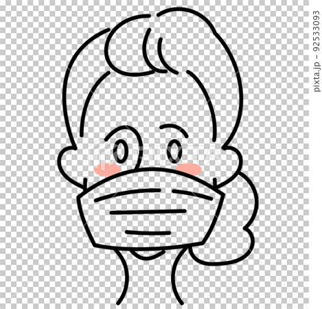 マスクをつけた高齢の白人女性 92533093