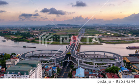Hoang Van Thu bridge in Hai Phong, Vietnam. 92534244