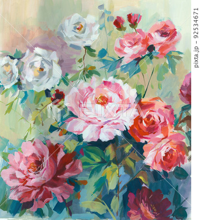 透明水彩 水彩画 花 92534671