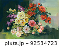 透明水彩 水彩画 花 92534723