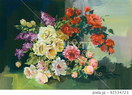 透明水彩 水彩画 花 92534723
