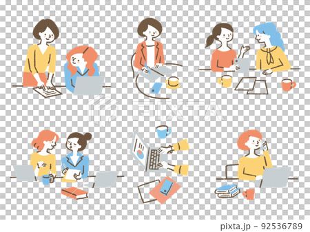 Women working at the desk_set_color 92536789