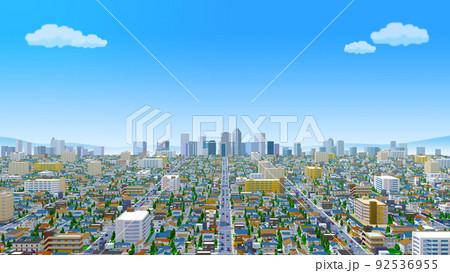 住宅街CG シンプル空 住宅 街並み 風景 都会 背景 住宅街CG シンプル空 住宅 街並み 風景 都会 背景 92536955