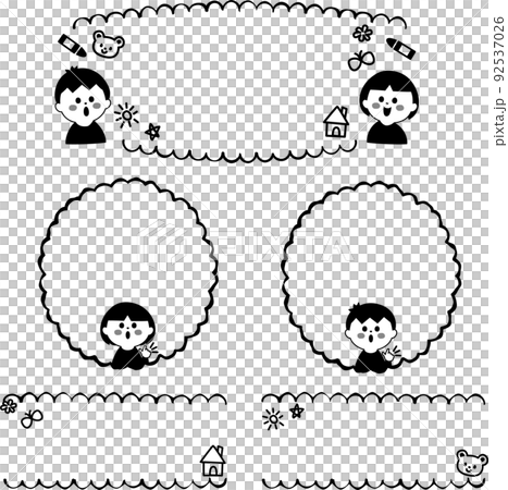 兒童插圖框架集單色 兒童插圖框架集單色 92537026