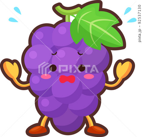 焦っているかわいいブドウのキャラクターのイラストのイラスト素材