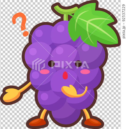 ぶどうロール似顔絵 不思議そうな顔をしたかわいいブドウのキャラクターのイラストの