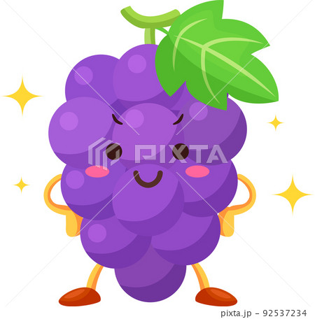 得意気な顔をしたかわいいブドウのキャラクターのイラストのイラスト