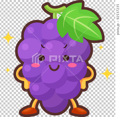 得意気な顔をしたかわいいブドウのキャラクターのイラストのイラスト