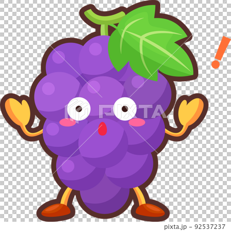 驚いているかわいいブドウのキャラクターのイラストのイラスト素材