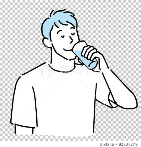 美味しそうに飲み物を飲む男性 92537279