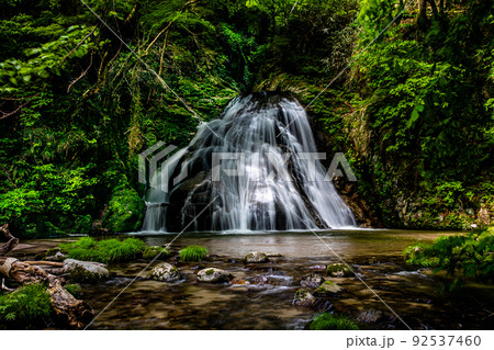 【福島県･背戸峨廊･片鞍滝】澄んだ仙境の沢に個性的な滝や淵、瀞が連続　夏 92537460