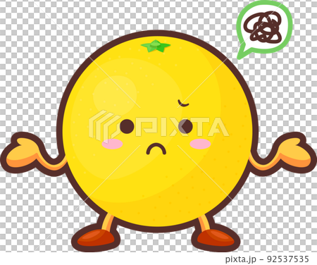 Illustration of a dissatisfied cute grapefruit character Illustration of a dissatisfied cute grapefruit character 92537535