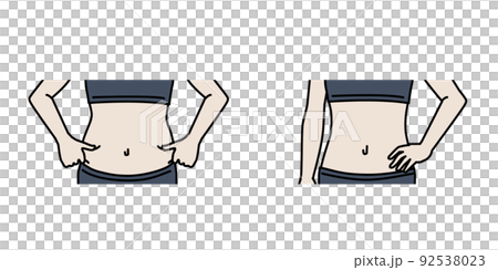 Women's waist body parts constriction slim belly fat luxury meat illustration 92538023