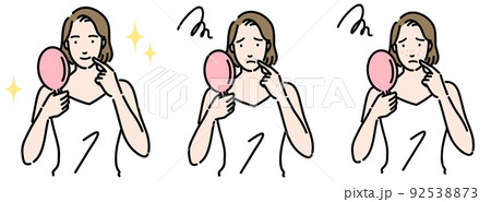 口周りの肌トラブルに悩んでいる女性のセット 92538873