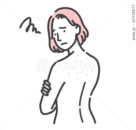 背中の肌荒れに悩んでいる若い女性 92538877