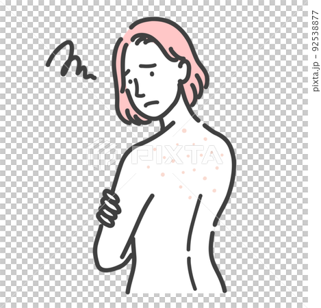 背中の肌荒れに悩んでいる若い女性 92538877