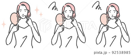 口周りの肌トラブルに悩んでいる女性のセット 92538985