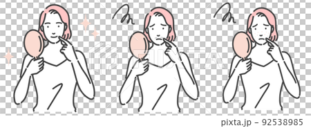 口周りの肌トラブルに悩んでいる女性のセット 92538985