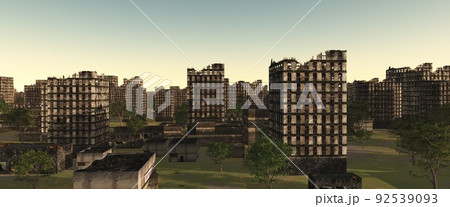 Ruined City Buildings Cityscape Background 3d...のイラスト素材 [92539093] - PIXTA