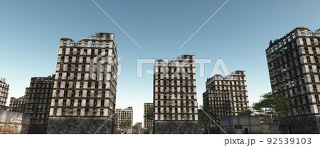 Ruined City Buildings Cityscape Background 3d...のイラスト素材 [92539103] - PIXTA