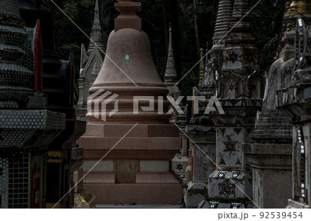 Pagodas, Called chedi containing the ashes of members of the thailand people family, in a Buddhist temple, Buddhist bone ash. 92539454