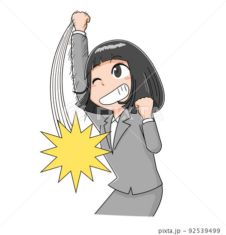 パンチを繰り出す女性 92539499