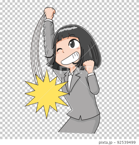 パンチを繰り出す女性 92539499