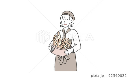 パン屋さんで働いている女性 パン屋さんで働いている女性 92540022