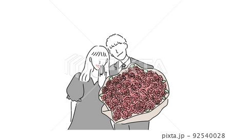 プロポーズに成功した幸せそうなカップル 92540028