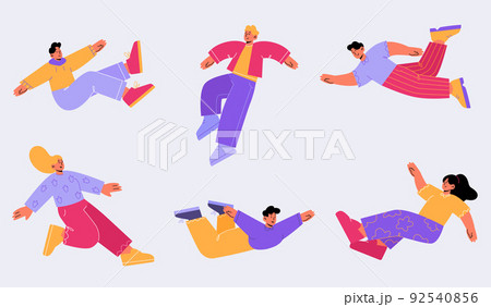 People floating, happy free characters flying set People floating, happy free characters flying set 92540856