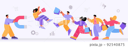 Customer retention, smm concept with huge magnet 92540875