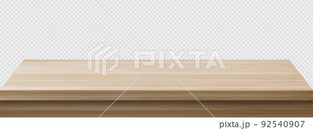 Wooden table perspective view, wood top surface 92540907