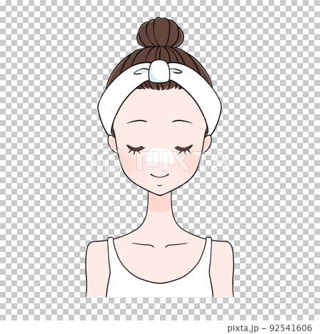 スキンケア 鼻パック 目を閉じる 女性のイラスト スキンケア 鼻パック 目を閉じる 女性のイラスト 92541606