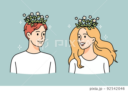 Plants growing from people heads 92542046