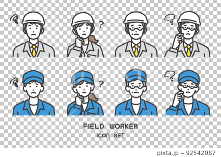 Vector illustration of worker's face icon that is in trouble or worried Material / Architecture / Factory / Business / Business Vector illustration of worker's face icon that is in trouble or worried Material / Architecture / Factory / Business / Business 92542087