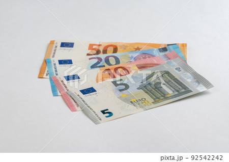 5, 10, 20, 50 euro banknotes. Money on white background 92542242