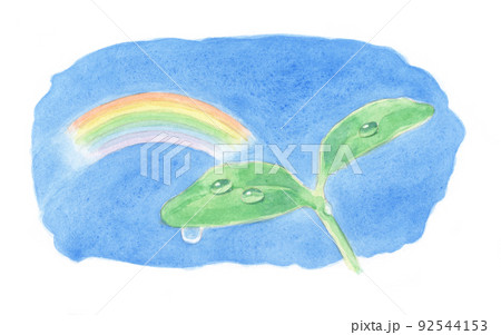 水彩画:雨粒と虹 水彩画:雨粒と虹 92544153