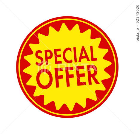スーパーマーケット・食料品店向けの円形販促用ステッカーイラスト(英語) /Special Offer 92545026