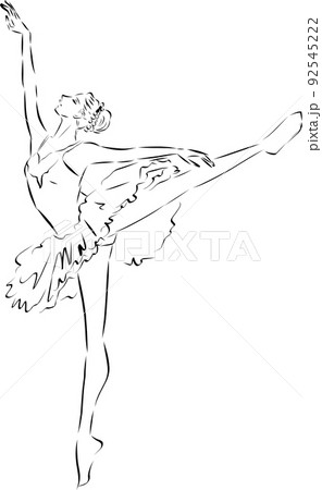 バレエを踊るバレリーナ 線画のイラスト素材 [92545222] - PIXTA