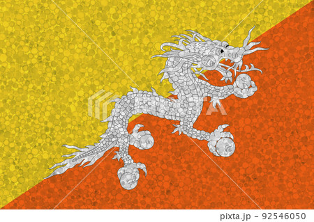 Bhutan flag on styrofoam texture 92546050