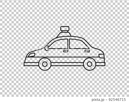 パトカー 働く乗り物イラスト 線画のイラスト素材