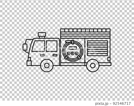 消防車/工作車輛插圖/線條圖 消防車/工作車輛插圖/線條圖 92546717