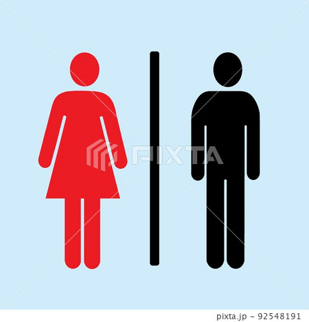 男女トイレロゴ 黒壁と青バックB 92548191