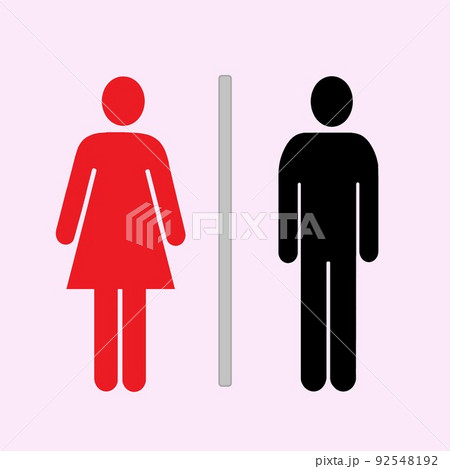 男女トイレロゴ グレー壁とピンクバックB 92548192