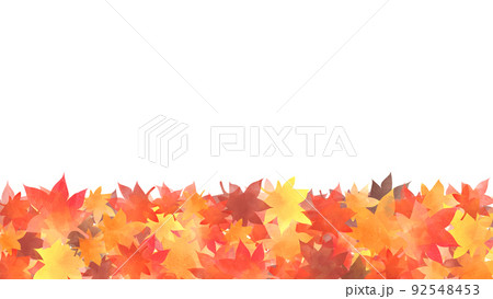 積もったもみじの葉（ワイド） 92548453