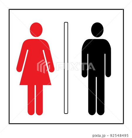 男女トイレマーク 黒枠 黒壁C 92548495
