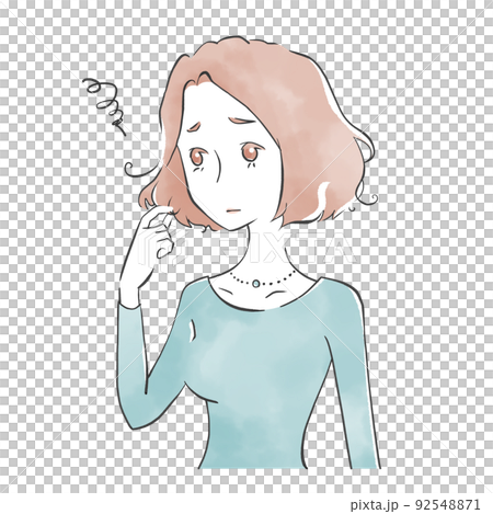 髪が決まらない…（水彩風・やわらかタッチ） 92548871