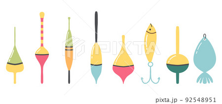 Fishing tackle. Set of fishing floats. Fishing tools. Fishing tackle. Set of fishing floats. Fishing tools. 92548951