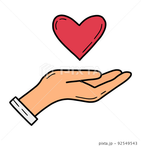 A giving hand with a heart, a help and support icon 92549543